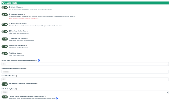 project settings advanced tools