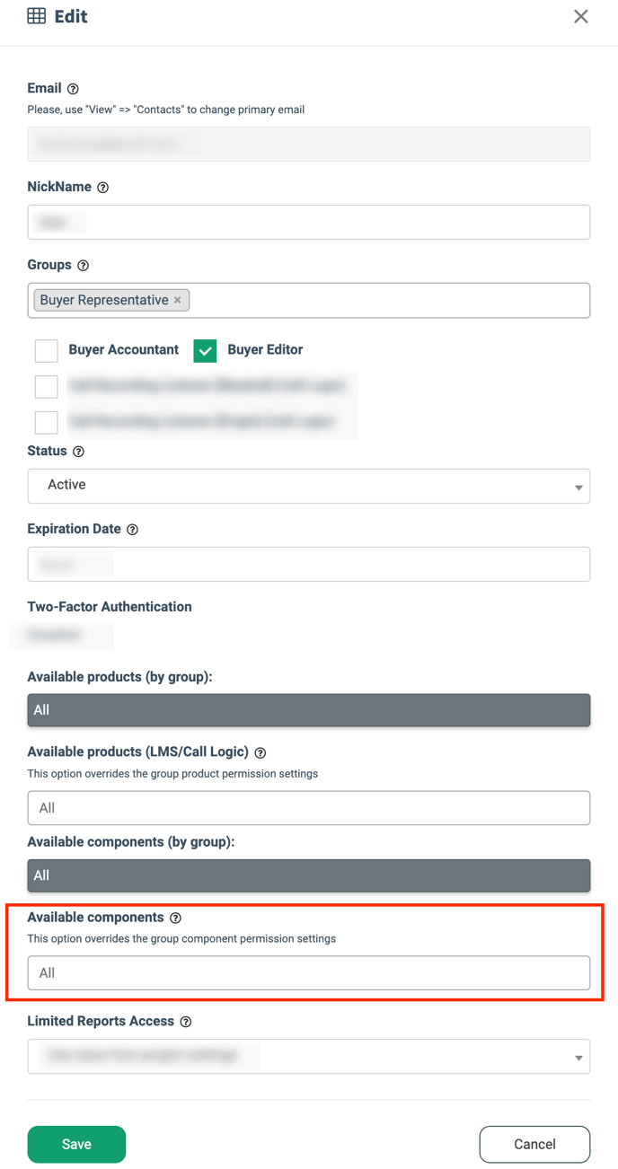 project settings component access 5