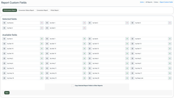 report custom fields