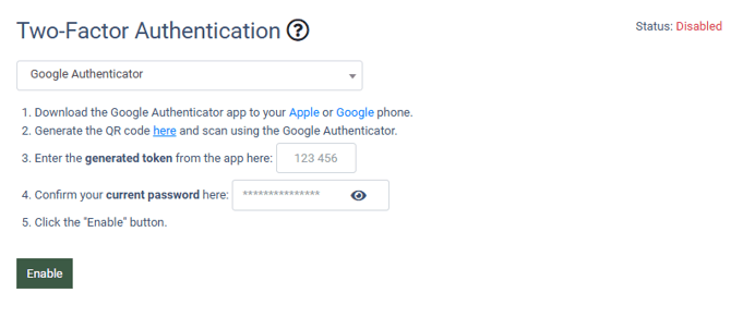 security settings 12